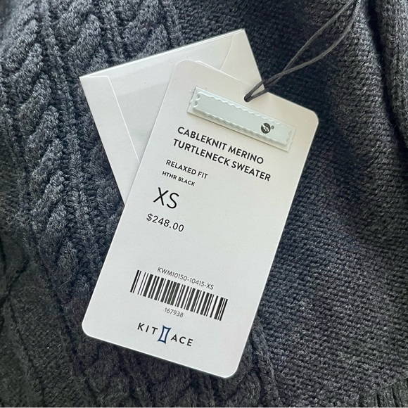 Kit & Ace CABLEKNIT MERINO TURTLENECK SWEATER - Heather Black - Picture 7 of 14